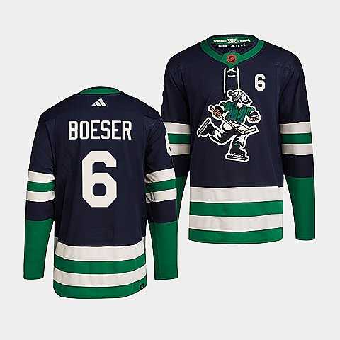 Men%27s Vancouver Canucks #6 Brock Boeser Navy 2022 Reverse Retro Stitched Jersey Dzhi